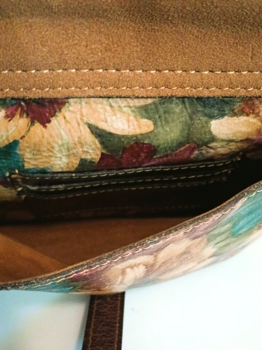 Patricia Nash Multi Color Floral Sunflower Leather Crossbody Bag Top Zip - Picture 11 of 16